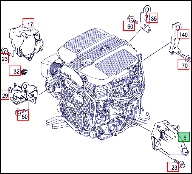 Кронштейн двигуна OM 651 №8 [ L ] MB Sprinter 906